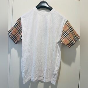 COPY - BURBERRY checked poplin-trimmed cotton-jersey T-shirt